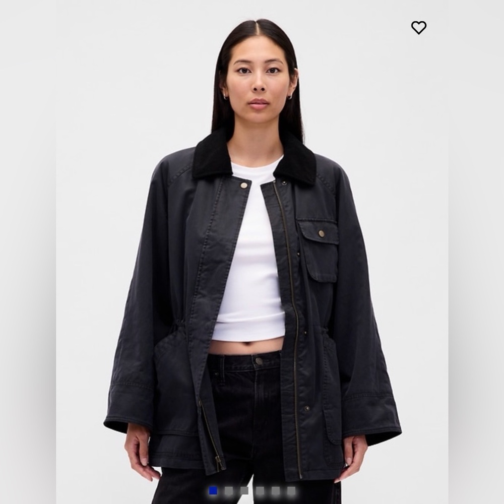 Gap Womens Waxed Barn Jacket, Black, Small